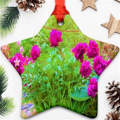 Impressionistic Purple Peonies With Green Hostas Ornament (star)