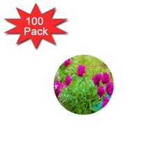 Impressionistic Purple Peonies With Green Hostas 1  Mini Buttons (100 Pack)  by myrubiogarden