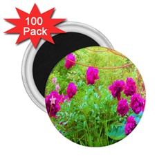 Impressionistic Purple Peonies With Green Hostas 2 25  Magnets (100 Pack)  by myrubiogarden