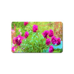 Impressionistic Purple Peonies With Green Hostas Magnet (name Card) by myrubiogarden