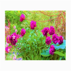 Impressionistic Purple Peonies With Green Hostas Small Glasses Cloth by myrubiogarden