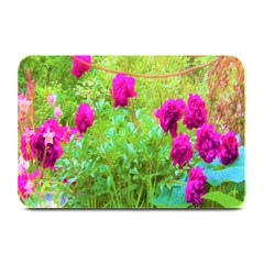 Impressionistic Purple Peonies With Green Hostas Plate Mats by myrubiogarden