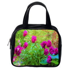 Impressionistic Purple Peonies With Green Hostas Classic Handbag (one Side) by myrubiogarden