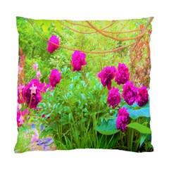 Impressionistic Purple Peonies With Green Hostas Standard Cushion Case (two Sides) by myrubiogarden