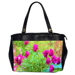 Impressionistic Purple Peonies With Green Hostas Oversize Office Handbag (2 Sides) by myrubiogarden