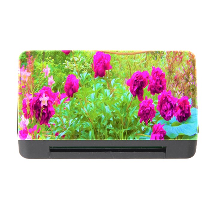 Impressionistic Purple Peonies With Green Hostas Memory Card Reader with CF