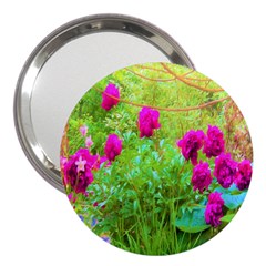 Impressionistic Purple Peonies With Green Hostas 3  Handbag Mirrors by myrubiogarden