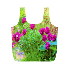 Impressionistic Purple Peonies With Green Hostas Full Print Recycle Bag (m) by myrubiogarden