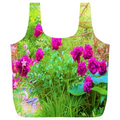 Impressionistic Purple Peonies With Green Hostas Full Print Recycle Bag (xl) by myrubiogarden