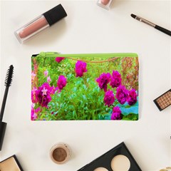 Impressionistic Purple Peonies With Green Hostas Cosmetic Bag (xs) by myrubiogarden