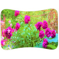 Impressionistic Purple Peonies With Green Hostas Velour Seat Head Rest Cushion by myrubiogarden