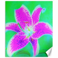 Hot Pink Stargazer Lily On Turquoise Blue And Green Canvas 20  X 24  by myrubiogarden