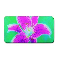 Hot Pink Stargazer Lily On Turquoise Blue And Green Medium Bar Mats by myrubiogarden