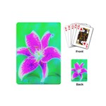 Hot Pink Stargazer Lily On Turquoise Blue And Green Playing Cards (Mini) Back