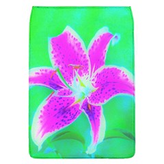 Hot Pink Stargazer Lily On Turquoise Blue And Green Removable Flap Cover (l) by myrubiogarden