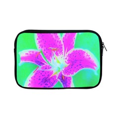 Hot Pink Stargazer Lily On Turquoise Blue And Green Apple Ipad Mini Zipper Cases by myrubiogarden