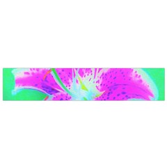 Hot Pink Stargazer Lily On Turquoise Blue And Green Small Flano Scarf