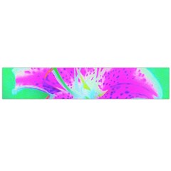 Hot Pink Stargazer Lily On Turquoise Blue And Green Large Flano Scarf 