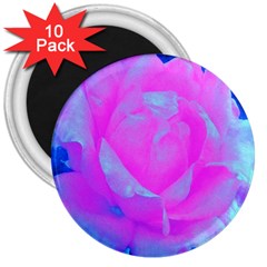 Beautiful Pastel Pink Rose With Blue Background 3  Magnets (10 Pack)  by myrubiogarden