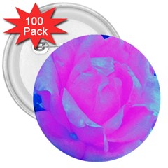 Beautiful Pastel Pink Rose With Blue Background 3  Buttons (100 Pack)  by myrubiogarden