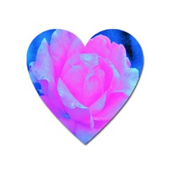 Beautiful Pastel Pink Rose With Blue Background Heart Magnet by myrubiogarden