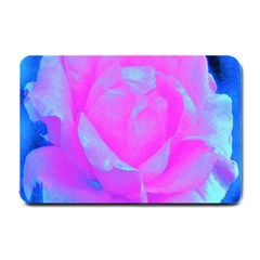 Beautiful Pastel Pink Rose With Blue Background Small Doormat  by myrubiogarden