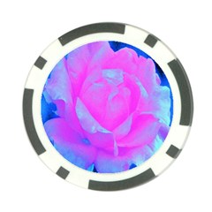 Beautiful Pastel Pink Rose With Blue Background Poker Chip Card Guard by myrubiogarden