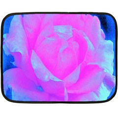 Beautiful Pastel Pink Rose With Blue Background Fleece Blanket (mini) by myrubiogarden