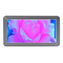 Beautiful Pastel Pink Rose With Blue Background Memory Card Reader (mini) by myrubiogarden