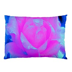 Beautiful Pastel Pink Rose With Blue Background Pillow Case (two Sides) by myrubiogarden