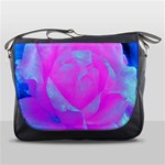 Beautiful Pastel Pink Rose With Blue Background Messenger Bag Front