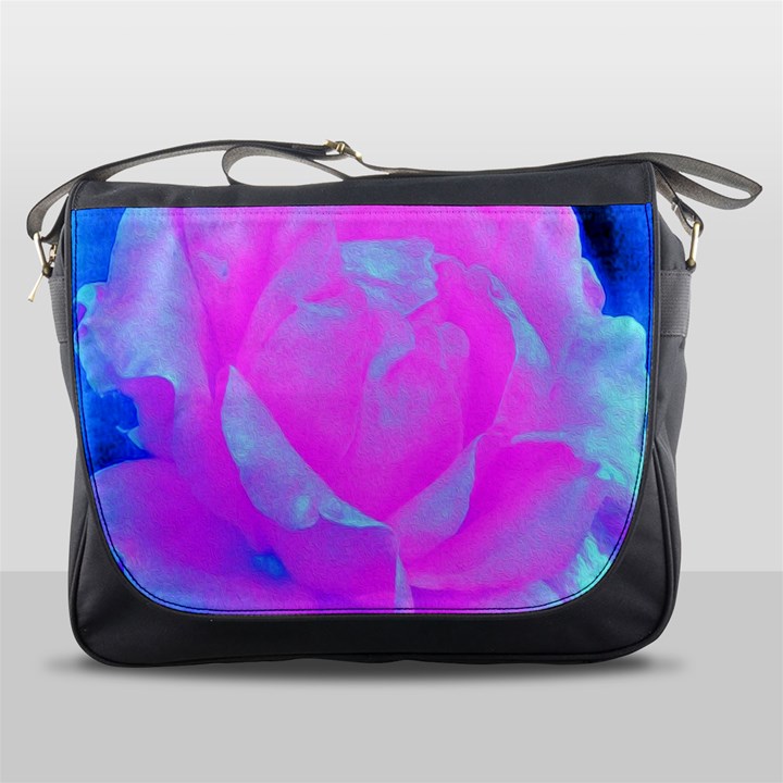 Beautiful Pastel Pink Rose With Blue Background Messenger Bag