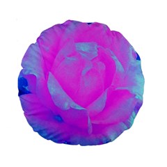 Beautiful Pastel Pink Rose With Blue Background Standard 15  Premium Round Cushions by myrubiogarden