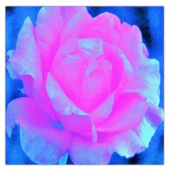 Beautiful Pastel Pink Rose With Blue Background Large Satin Scarf (square) by myrubiogarden