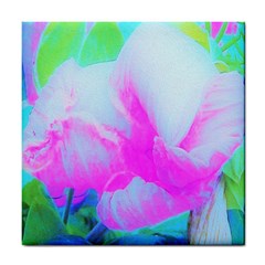 Abstract Pink Hibiscus Bloom With Flower Power Tile Coasters by myrubiogarden