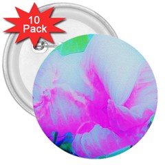 Abstract Pink Hibiscus Bloom With Flower Power 3  Buttons (10 Pack)  by myrubiogarden