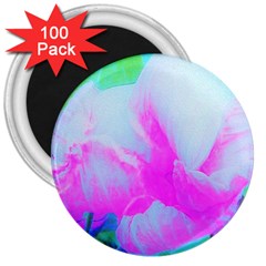 Abstract Pink Hibiscus Bloom With Flower Power 3  Magnets (100 Pack) by myrubiogarden