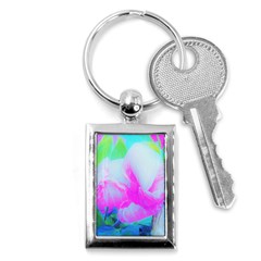 Abstract Pink Hibiscus Bloom With Flower Power Key Chains (rectangle)  by myrubiogarden