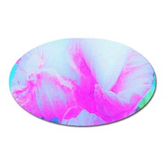 Abstract Pink Hibiscus Bloom With Flower Power Oval Magnet by myrubiogarden