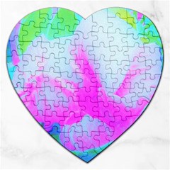 Abstract Pink Hibiscus Bloom With Flower Power Jigsaw Puzzle (heart) by myrubiogarden