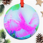 Abstract Pink Hibiscus Bloom With Flower Power Round Ornament (Two Sides) Front