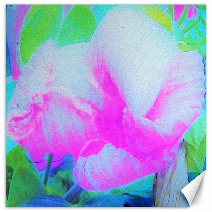 Abstract Pink Hibiscus Bloom With Flower Power Canvas 20  x 20 