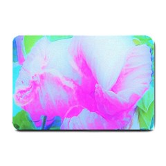 Abstract Pink Hibiscus Bloom With Flower Power Small Doormat  by myrubiogarden