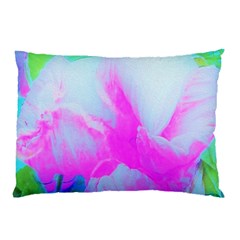 Abstract Pink Hibiscus Bloom With Flower Power Pillow Case by myrubiogarden