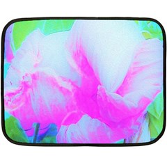 Abstract Pink Hibiscus Bloom With Flower Power Double Sided Fleece Blanket (mini)  by myrubiogarden