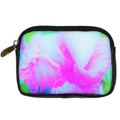 Abstract Pink Hibiscus Bloom With Flower Power Digital Camera Leather Case by myrubiogarden