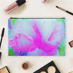 Abstract Pink Hibiscus Bloom With Flower Power Cosmetic Bag (large) by myrubiogarden