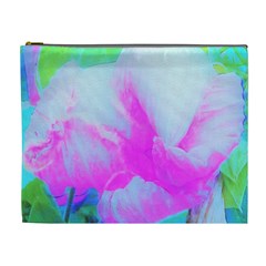 Abstract Pink Hibiscus Bloom With Flower Power Cosmetic Bag (xl) by myrubiogarden