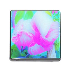 Abstract Pink Hibiscus Bloom With Flower Power Memory Card Reader (square 5 Slot) by myrubiogarden