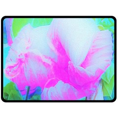 Abstract Pink Hibiscus Bloom With Flower Power Fleece Blanket (large)  by myrubiogarden